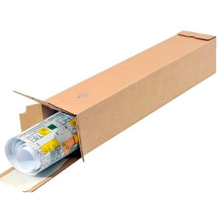 Caja Para Embalar Q-Connect Tubo Carton Reciclado Canal Simple 3 mm Color Kraft 725x95x95 mm 5 unidades 3