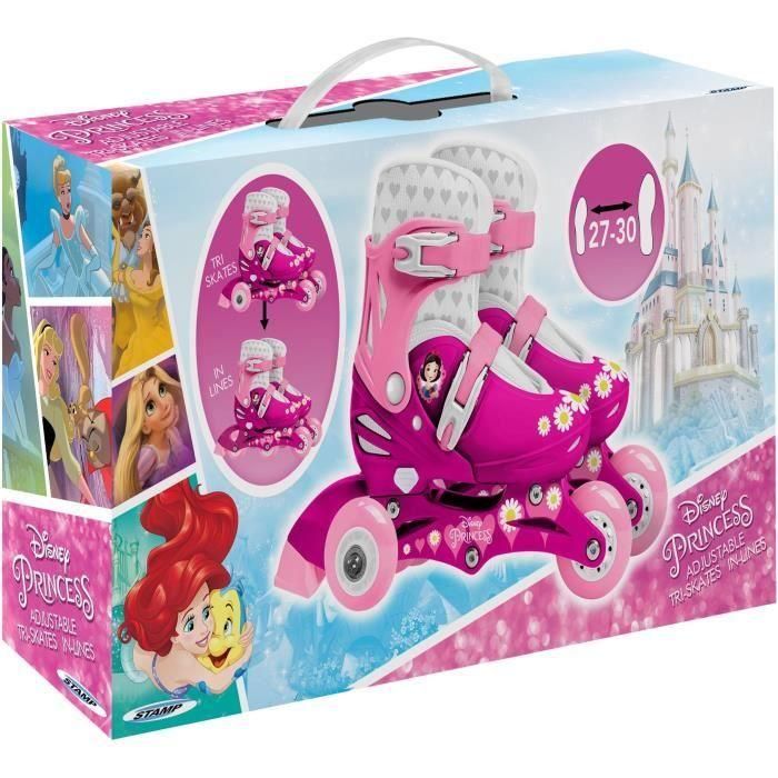 Stamp Patines de Línea Ajustables 2 en 1 Triskate Princesas de Disney con Freno Trasero, Tallas 27-30 para Niña 3