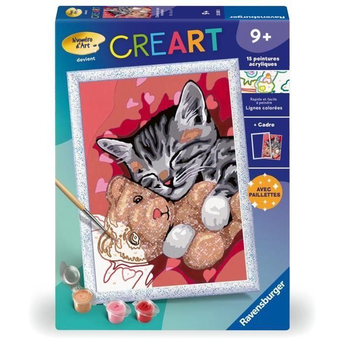 Ravensburger RAV00025838 Kit de pintura por números CreArt Kids "Gatito y osito de peluche" (18 x 24 cm), a partir de 9 años
