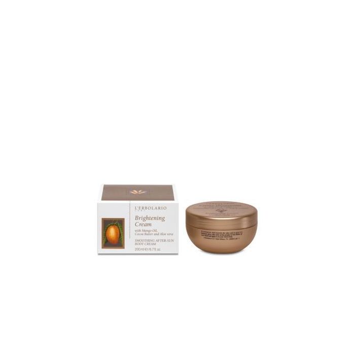 L'ERBOLARIO Solar After Sun Crema Iluminante 200ml con Manteca Karité, Cacao y Aceite Oliva para Piel Bronceada