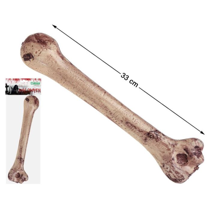 Hueso Corto 33 cm para Disfraces de Neandertal, Cavernícola o Zombi, Decoración Halloween