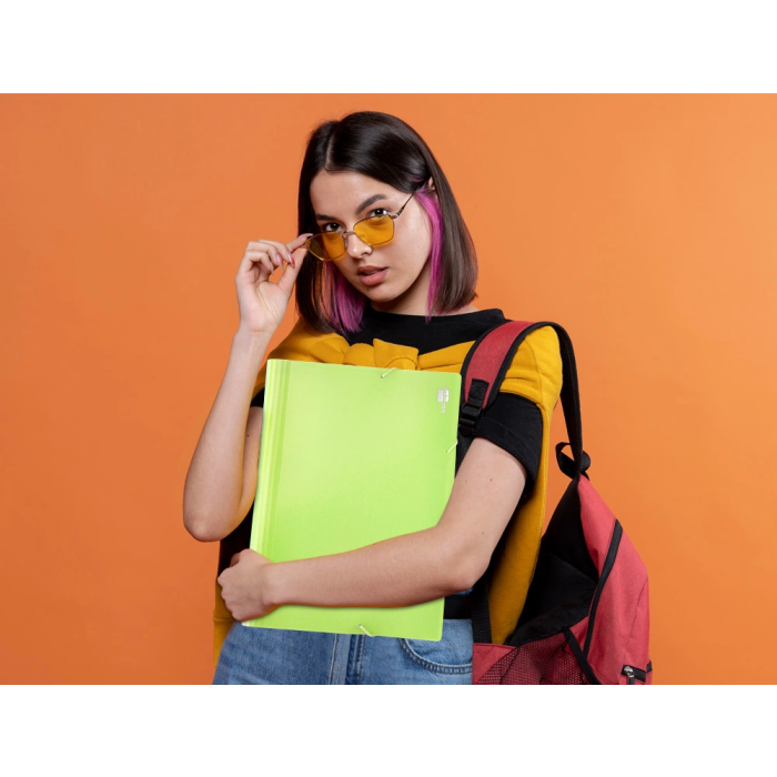 Liderpapel Clasificador Fuelle Polipropileno DIN A4 Amarillo Fluor Opaco 13 Departamentos 6