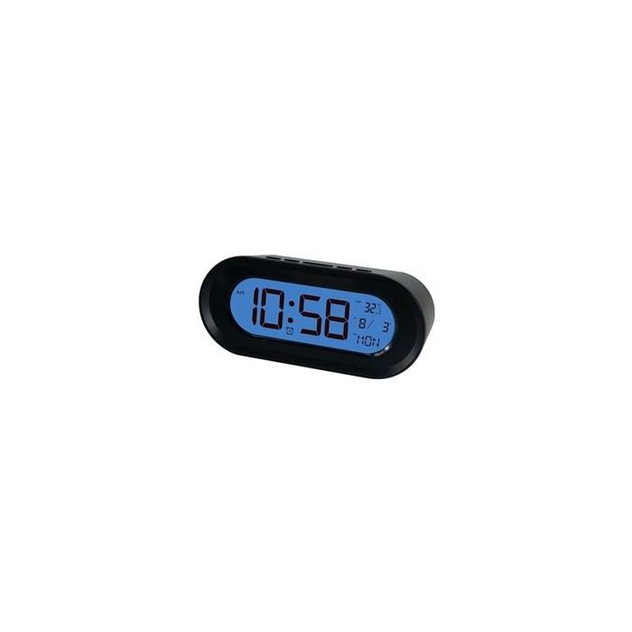 Elbe RD-700-N Reloj Despertador Negro con Termómetro y Calendario Pantalla 11cm