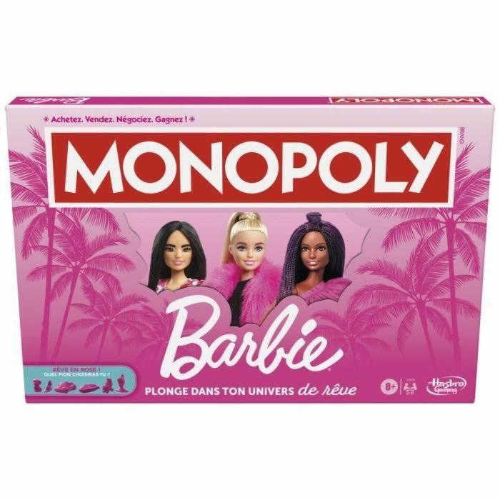 Monopoly: Edición Barbie, juego de mesa de 2 a 6 jugadores, juegos para la familia, a partir de 8 años