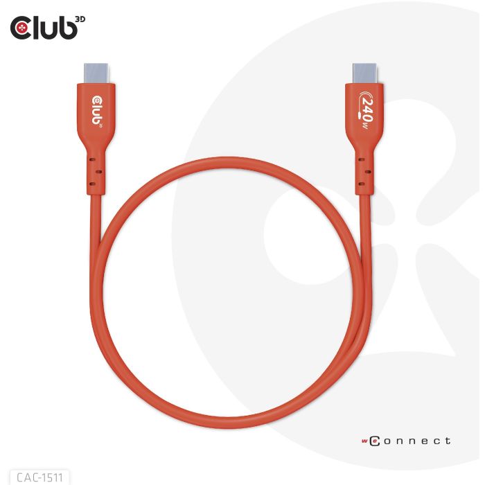 Club3D Kabel USB 2 Typ C PD 240W / 480Mb 1m St/St 6 Club3D Kabel USB 2 Typ C PD 240W / 480Mb 1m St/St 6