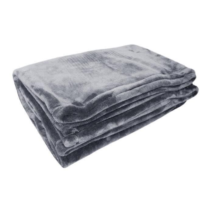 Toison D'Or Manta Microflan 180x220 cm Gris Poliéster Suave Ligera Cómoda 280gr/m²