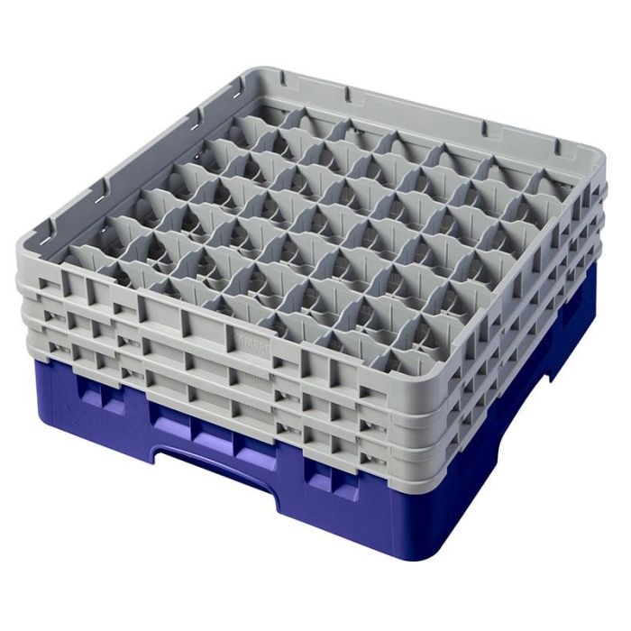 CAMBRO - 49S638-186 - Cesta de lavado 49 comp. 3 alturas - 6 cm Ø máx. - alt. máx. 17,6 cm - 50 x 50 x 22,5 cm - Azul marino