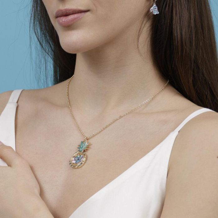 Disney Colgante Piña Stitch Esmaltada en Oro con Piedras Flotantes y Cadena Disney Colgante Piña Stitch Esmaltada en Oro con Piedras Flotantes y Cadena