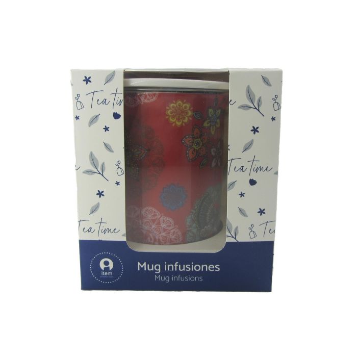 DKD Home Decor Mug Infusiones Moderno Turquesa Rojo Porcelana 8.5 x 11 x 11 cm (12 Unidades) 2