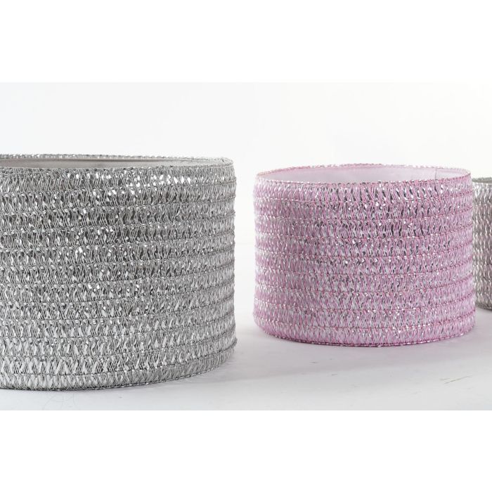 Cesta Basicos DKD Home Decor Rosa Gris 27 x 17 x 27 cm Set de 3 1 Cesta Basicos DKD Home Decor Rosa Gris 27 x 17 x 27 cm Set de 3 1