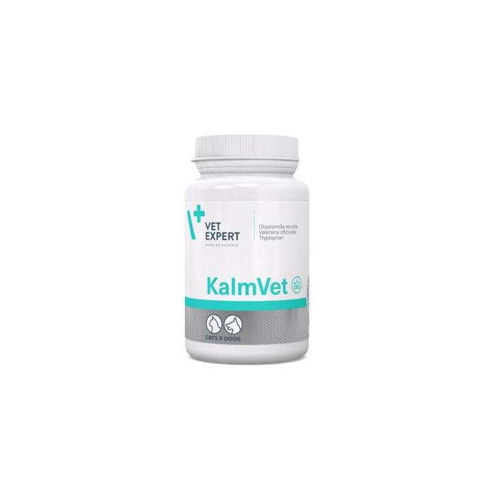 Kalmvet: Suplemento Anti-estrés con Manzanilla, Triptófano y Valeriana para Perros y Gatos - 60 Masticables
