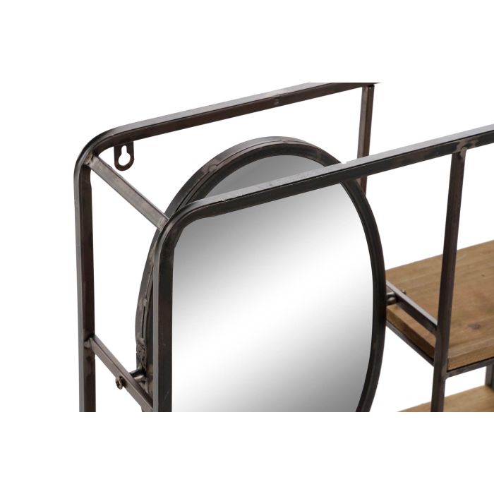 DKD Home Decor Estanteria Loft Metal MDF Espejo 4 Estantes Marron Claro Negro 13.2 x 60.3 x 39.5 cm 1