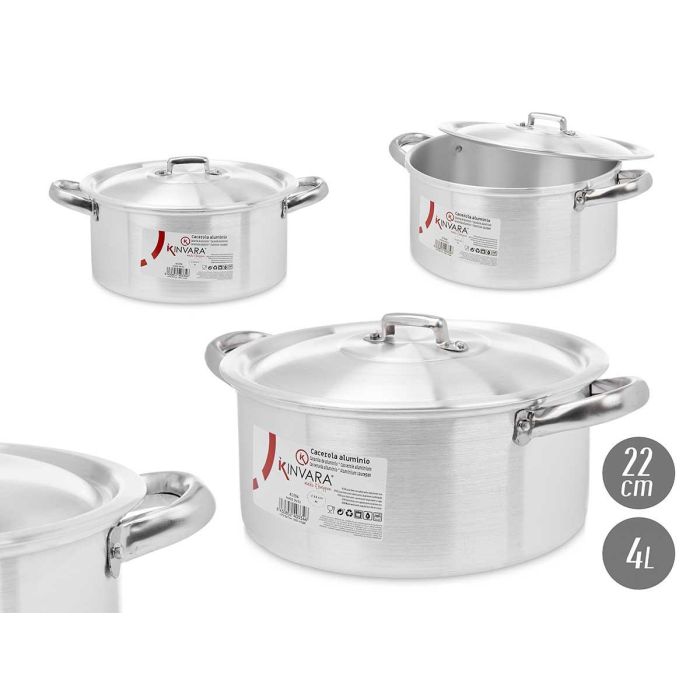 Cacerola de Aluminio Kinvara 22 cm 4 L - Apta Gas, Horno y Lavavajillas (10 Unidades) Cacerola de Aluminio Kinvara 22 cm 4 L - Apta Gas, Horno y Lavavajillas (10 Unidades)