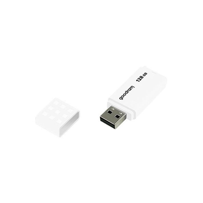 Goodram UME2 Memoria USB 2.0 de 128GB, Pendrive Blanco con Tapa y Llavero, Velocidad de Lectura 20MB/s, Escritura 5MB/s 3