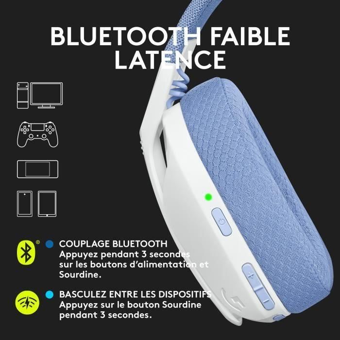 Logitech -G435 LIGHTSPEED Wireless Gaming Headset - BLANCO - Bluetooth liviano con micrófono incorporado para Dolby Atmos, PC, PS4, PS5, Mobile 2 Logitech -G435 LIGHTSPEED Wireless Gaming Headset - BLANCO - Bluetooth liviano con micrófono incorporado para Dolby Atmos, PC, PS4, PS5, Mobile 2