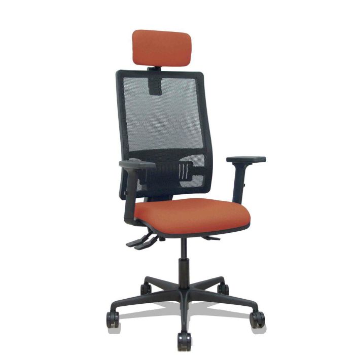 PIQUERAS Y CRESPO Silla Bormate asincro malla negra asiento bali marron brazos 2D ruedas 65mm cabecero regulable PIQUERAS Y CRESPO Silla Bormate asincro malla negra asiento bali marron brazos 2D ruedas 65mm cabecero regulable
