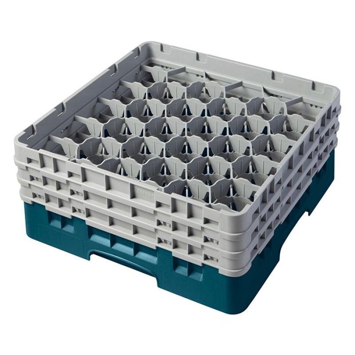 CAMBRO - 30S638-414 - Cesta de lavado 30 comp. 3 alturas - 7,84 cm Ø máx. - alt. máx. 17,6 cm - 50 x 50 x 22,5 cm - Cerceta