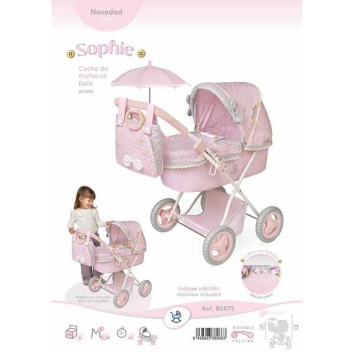 Decuevas Coche de Muñeca Plegable con Sombrilla y Bolso Sophie para Muñecas hasta 48 cm | 38x65x60 cm | Edad 3+ Años 2 Decuevas Coche de Muñeca Plegable con Sombrilla y Bolso Sophie para Muñecas hasta 48 cm | 38x65x60 cm | Edad 3+ Años 2