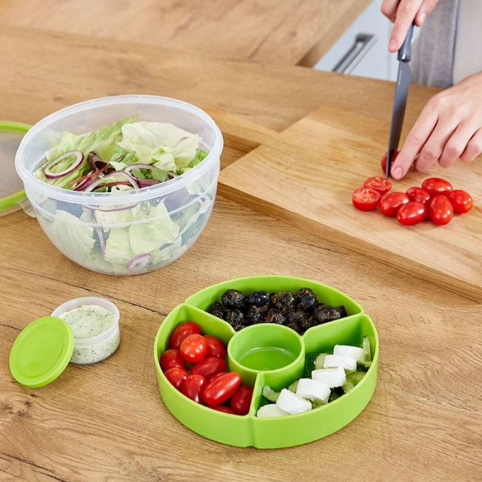 Emsa N1060700 Clip & Go Salatbox rund mit Einsatz und Dressingbox transparent. g 5 Emsa N1060700 Clip & Go Salatbox rund mit Einsatz und Dressingbox transparent. g 5