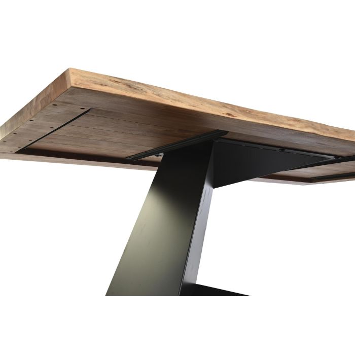 DKD Home Decor Mesa Comedor Moderno Natural Negro Acacia Metal 100 x 76 x 200 cm 4