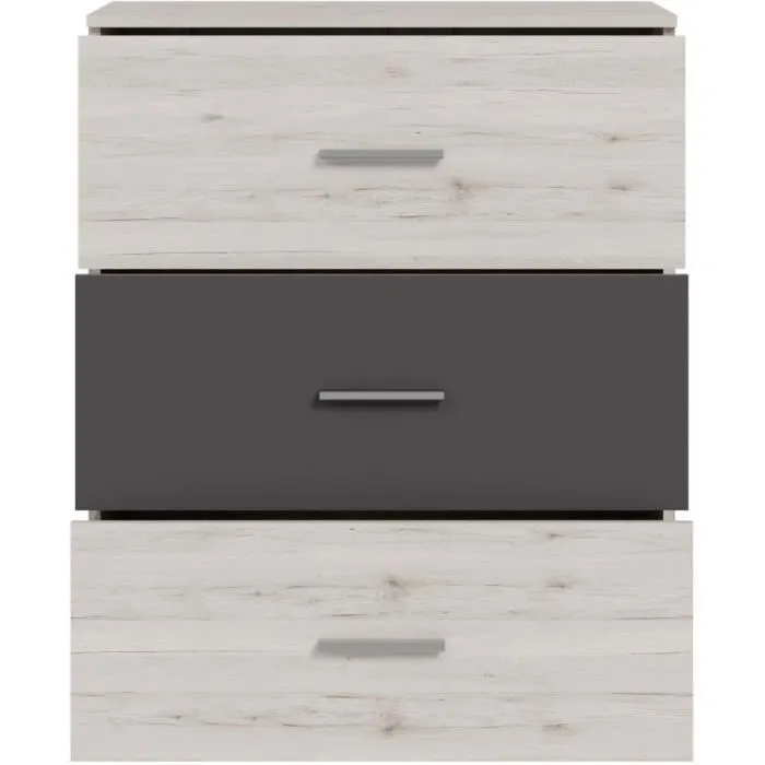Comoda ADRIAIRDK211J51 3 cajones Roble fresno / Gris liso 75,2 x 41,3 x 89,7 cm 3