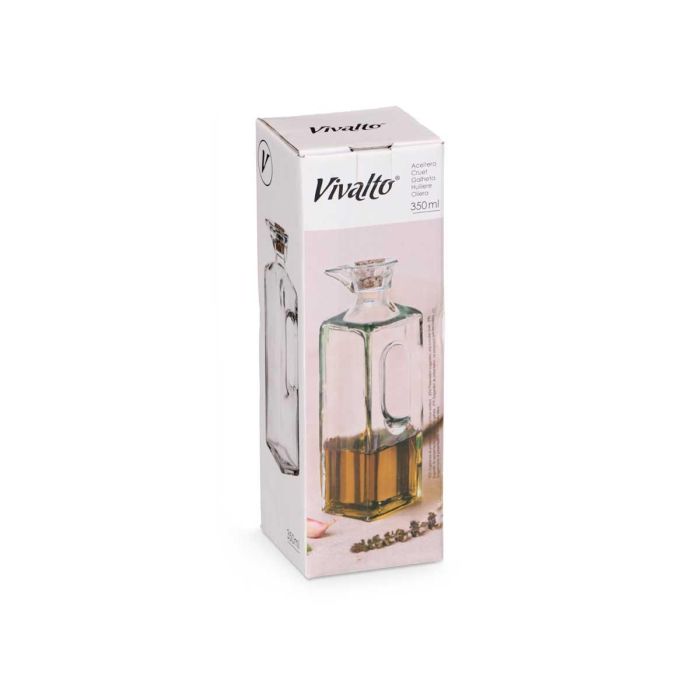 Aceitera Cuadrada Asa Tapon Corcho 330 Ml Vivalto 8X19CM (24 Unidades) 2 Aceitera Cuadrada Asa Tapon Corcho 330 Ml Vivalto 8X19CM (24 Unidades) 2