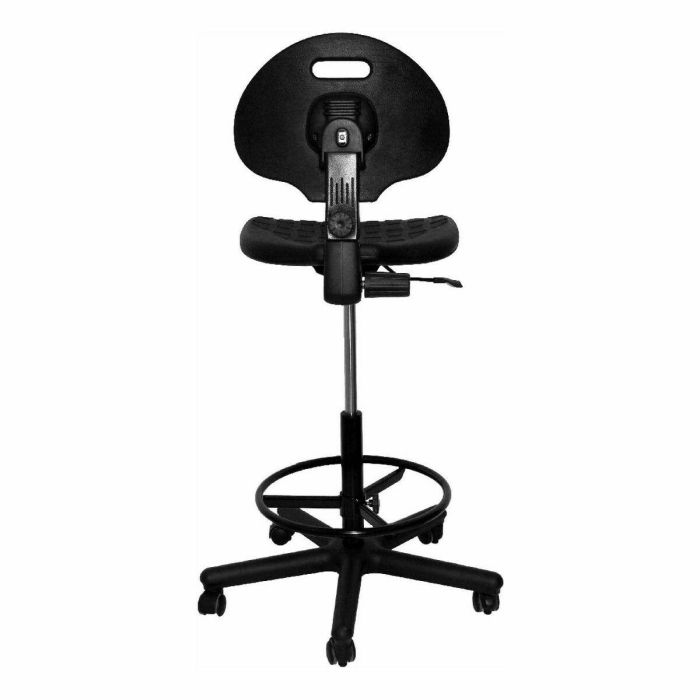 Piqueras y Crespo Taburete de Trabajo Ergonómico Giratorio con Respaldo, Asiento de Poliuretano Negro 2 Piqueras y Crespo Taburete de Trabajo Ergonómico Giratorio con Respaldo, Asiento de Poliuretano Negro 2