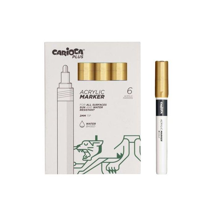 Rotulador Acrilico Carioca Plus Caja De 6 Oro