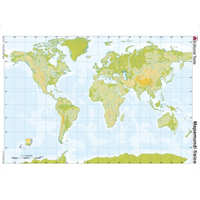 Mapa Mudo Color Din A4 Planisferio Fisico 100 unidades 1