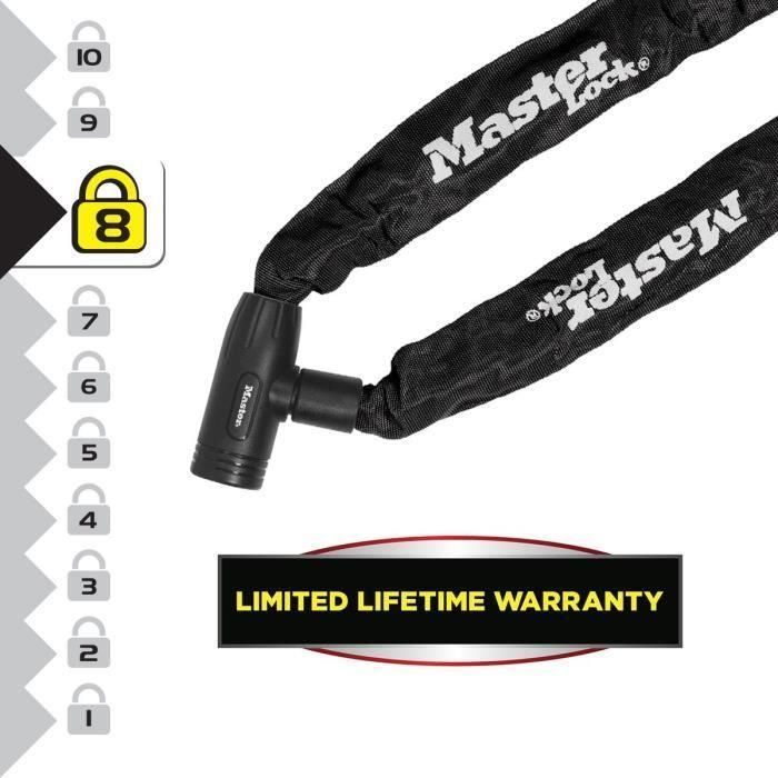 Master Lock 8391DPRO Cadena para candado de bicicleta, 90 cm de largo, Acero cementado resistente al corte y aserrado 1
