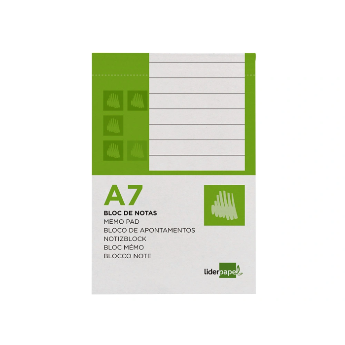 Liderpapel Bloc de notas A7 horizontal 80 hojas 60g/m2 perforado 1