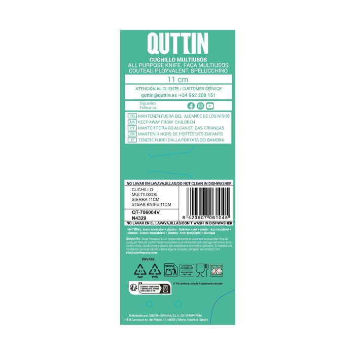 Quttin Cuchillo Sierra Multiusos 11 cm Negro (36 Unidades) 3 Quttin Cuchillo Sierra Multiusos 11 cm Negro (36 Unidades) 3