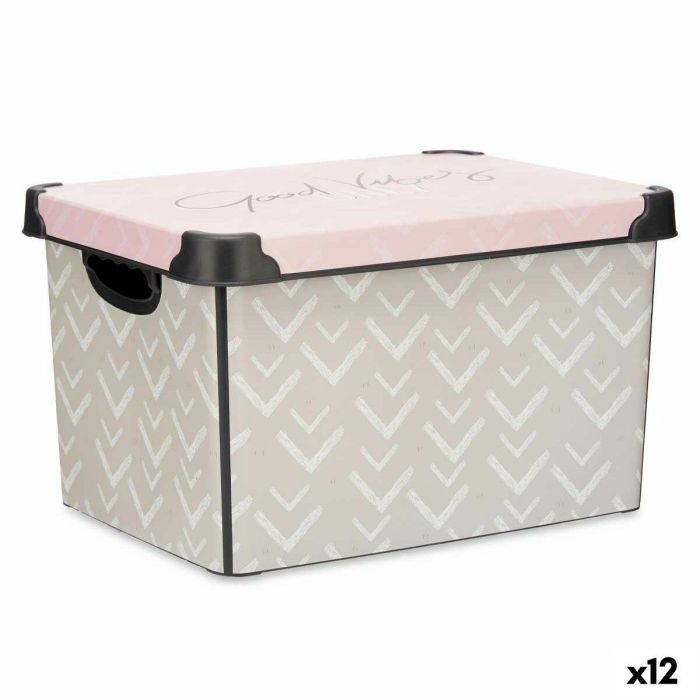 Caja de Almacenaje con Tapa Kipit Vibes Rosa Plástico Flechas 22 L 30 x 23,5 x 40 cm (12 Unidades) Caja de Almacenaje con Tapa Kipit Vibes Rosa Plástico Flechas 22 L 30 x 23,5 x 40 cm (12 Unidades)