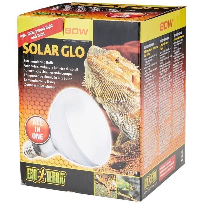 Exo Terra Solar Glo 80w Lámpara de Vapor de Mercurio Auto-balastrada para Reptiles y Anfibios, con Emisión de UVA, UVB y Calor para su Bienestar en Terrarios 1