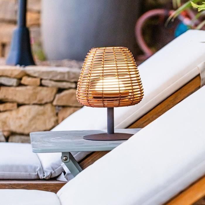 Lámpara de mesa inalámbrica - LUMISKY - BOHEME - H25 cm - Ratán natural - Blanco cálido y LED blanco 4 Lámpara de mesa inalámbrica - LUMISKY - BOHEME - H25 cm - Ratán natural - Blanco cálido y LED blanco 4