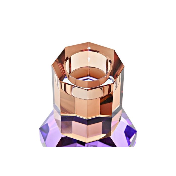 DKD Home Decor Portavela Moderno Bicolor Naranja y Lila Cristal 9 x 12 x 9 cm 1