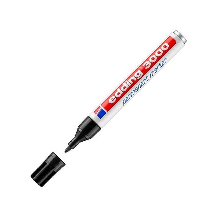 Edding Marcador Permanente 3000 Negro (Set de 10) Marcadores para Casi Todos los Materiales Tinta Resistente (Set de 10)