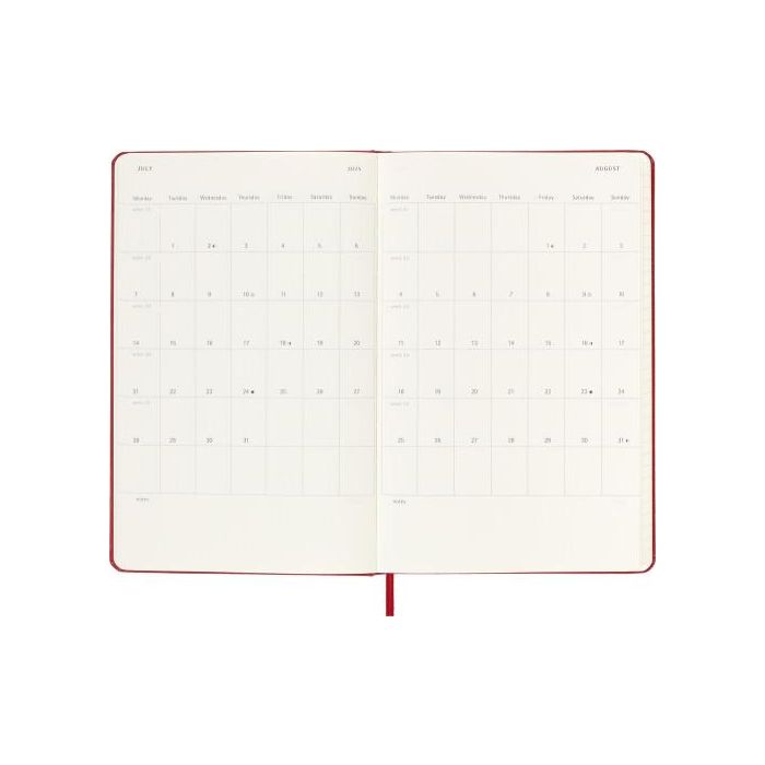 Agenda 18 Meses 2024-2025 Semanal P (9 X 14 Cm) Rojo Escarlata Tapa Blanda Moleskine DSF218WN2Y25 1