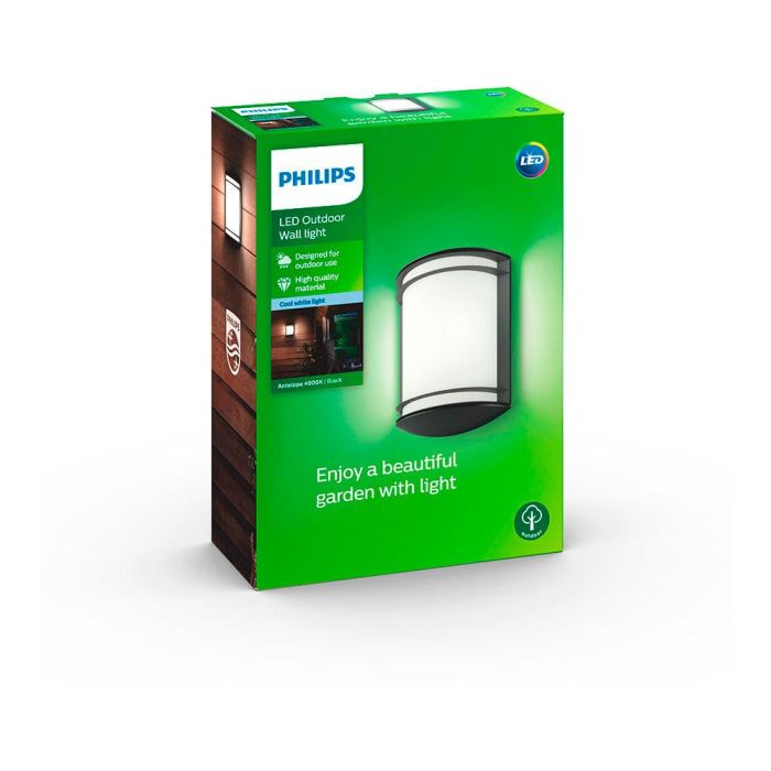 Philips Aplique LED Antelope 6W 600 lm 4000K Negro IP44 8.9x26.9x19.9 cm 2