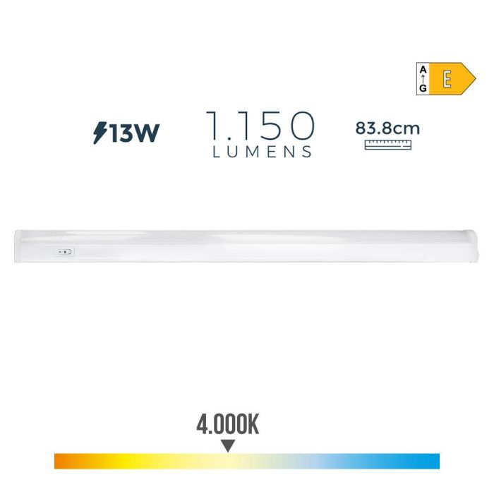 Edm Regleta led 13W 4000K luz día 1150 lm 83.8x2.2x3.6 cm 25.000h