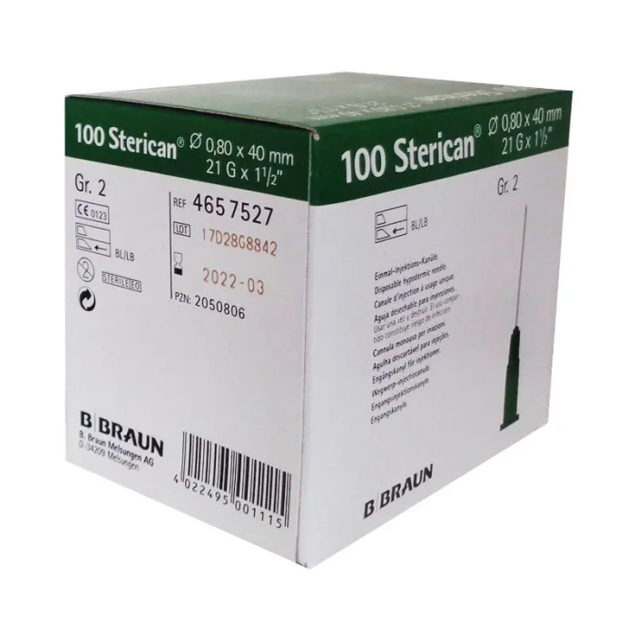 B. Braun Agujas Sterican 21G 0.80x120 mm Verde 100 Unidades