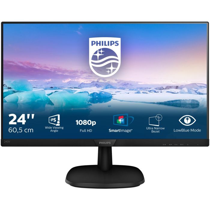 Philips 243V7QJABF Monitor de 23.8" Full HD (1920x1080), IPS, 4ms, HDMI, DisplayPort, VGA, Altavoces, Negro