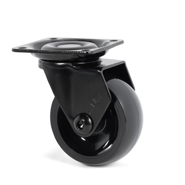 RUEDAS EMMA III Rueda Giratoria Ø50 Aro Goma Antihilo Con Placa Opciones Freno/Sin Freno Carga 50kg Altura 63mm