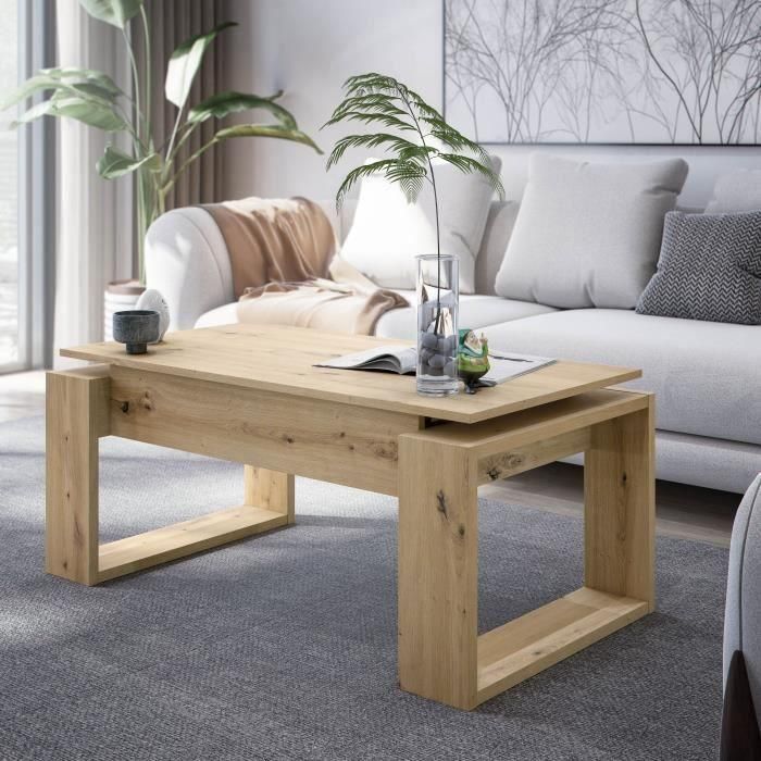 Mesa de centro elevable - BALTIK - Rectangular - Roble - Con patas - 105 x 55 x 45 cm 1 Mesa de centro elevable - BALTIK - Rectangular - Roble - Con patas - 105 x 55 x 45 cm 1