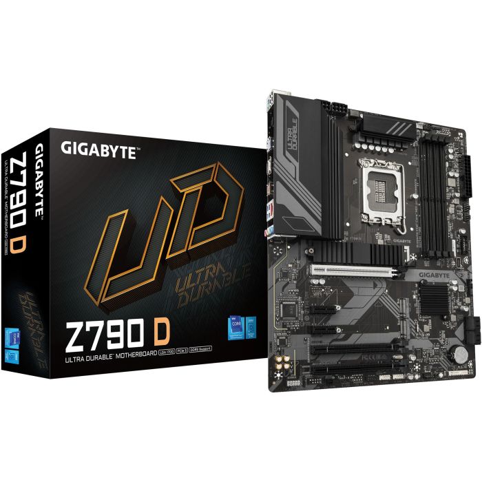 GIGABYTE Z790 D Placa Base ATX para Intel LGA 1700, Soporta 14ª Gen, DDR5 7600MHz, PCIe 4.0 M.2, LAN 2.5GbE