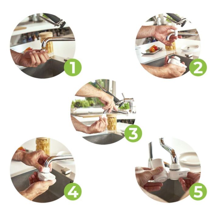 Laica Filtro para grifo Venezia R60A Hidrosmart, Blanco, Mantiene Minerales, Reduce Microplásticos y Cloro, App Wellness 4