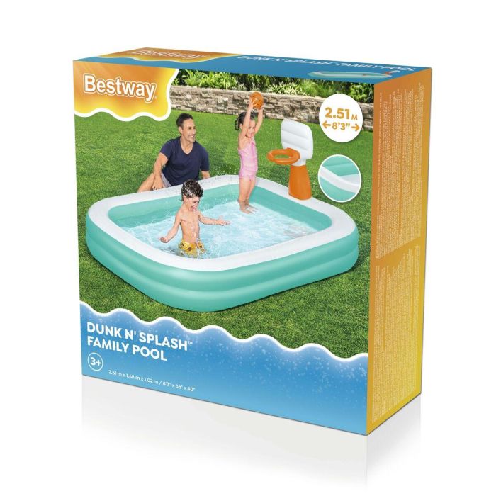 Bestway Piscina Hinchable Infantil Juego Basket 251x168x102 cm +3 Años Jardin 54445 2