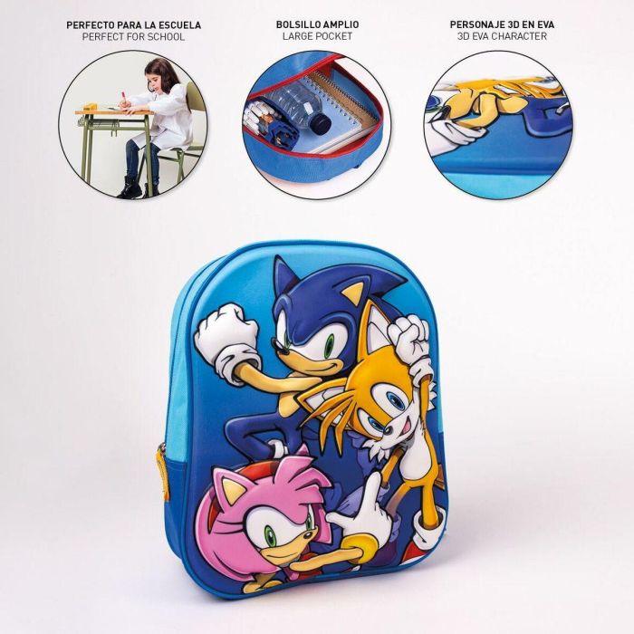 Mochila Escolar 3D Sonic 25 x 31 x 9 cm Azul 4 Mochila Escolar 3D Sonic 25 x 31 x 9 cm Azul 4