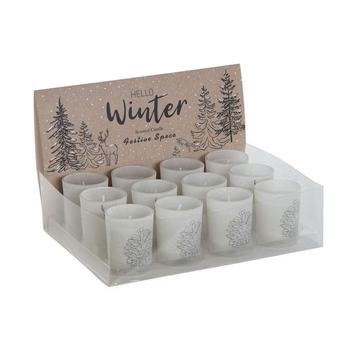 Vela Navidad Alpina DKD Home Decor Blanco 5 x 6 x 5 cm (3 Unidades) 1