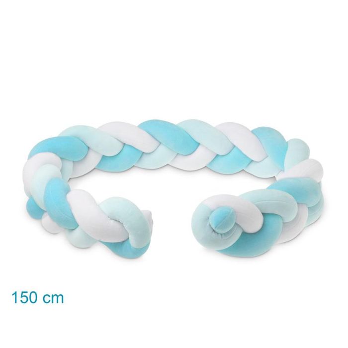 KioKids Trenza Protectora Acolchada para Cuna y Cama Bebé | Chichonera Infantil Anti-golpes | Color Azul 1,50 M | Desde 0 Meses 3